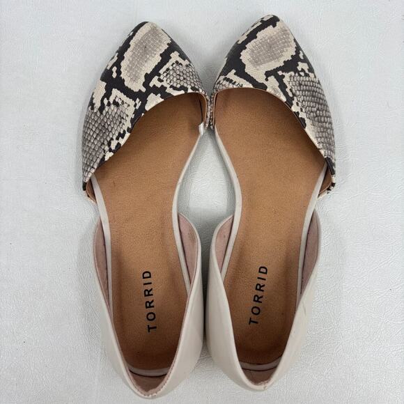 Torrid Ballet Flat Womens Size 9 Wide Snake Reptile D'Orsay Slip On Faux Leather - Picture 7 of 10